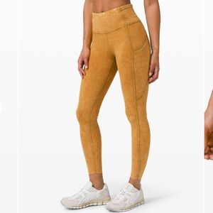 Lululemon Fast and Free Tight II 25" Ice Dye Ice Wash Spiced Bronze Leggings